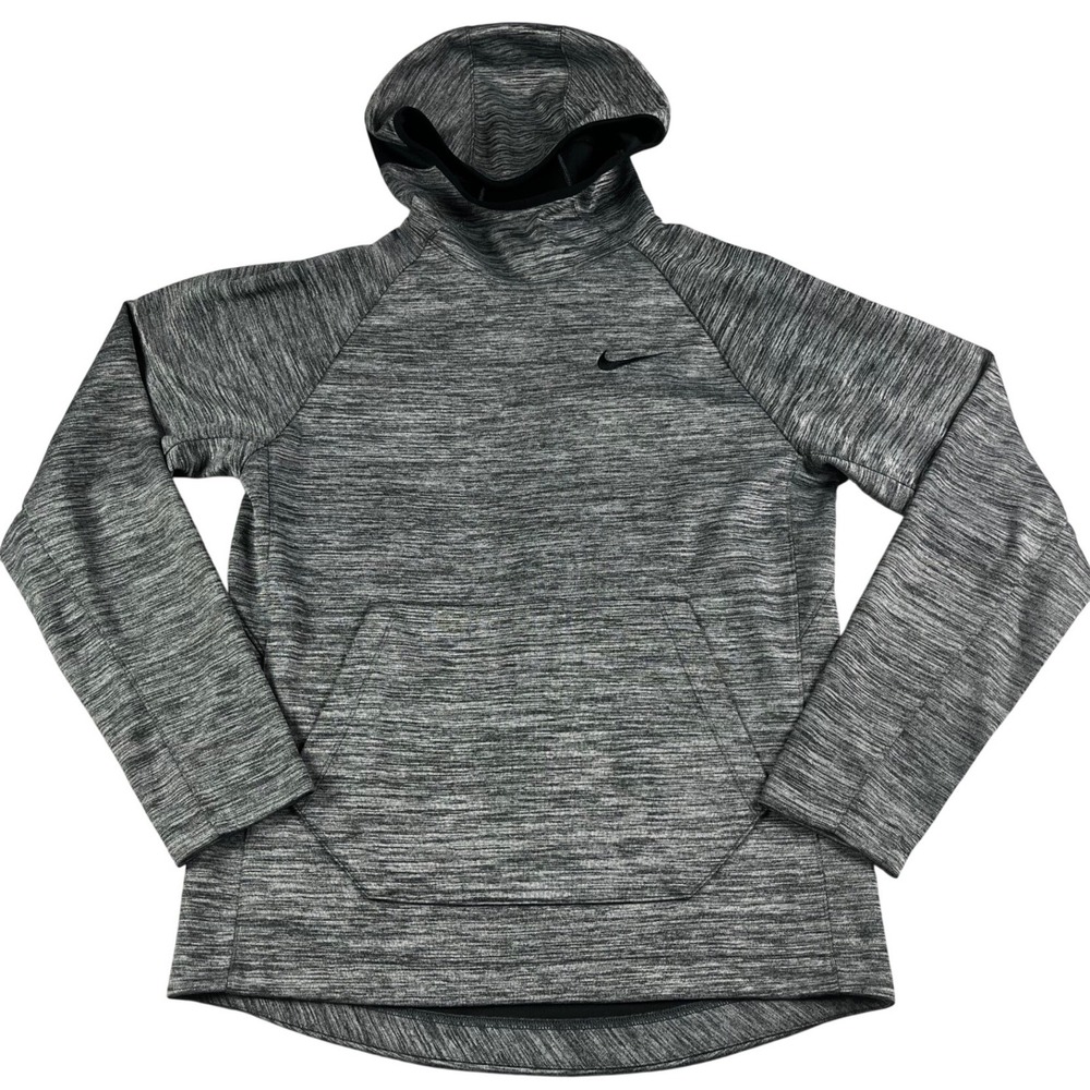 Nike Dri-FIT Mens Medium Spotlight Hoodie Face Cover Basketball Grey Space Dye